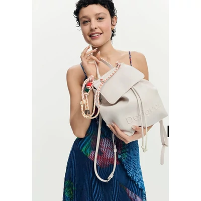 Desigual Back Half Logo Luena Mini Ecru hátizsák