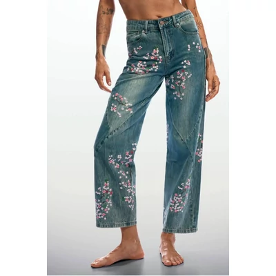 Desigual Denim Flowers Japanese farmernadrág